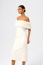 Off-Shoulder Faux Fur Midi Dress
