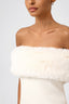 Off-Shoulder Faux Fur Midi Dress