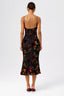 Sultry Burnout Velvet Pleated Neckline Mermaid Midi Dress