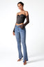 Halter Off-Shoulder Mesh Long Sleeve Corset Top in Black