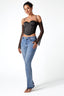Halter Off-Shoulder Mesh Long Sleeve Corset Top in Black