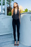 High-Waist Stretch Slit Leg Pants in Black