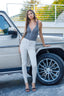 High-Waist Stretch Slit Leg Pants in Black