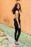 High-Waist Stretch Slit Leg Pants in Black