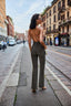 Deep V Halter Backless Shimmer Jumpsuit in Vintage Gold
