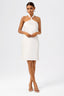 Halter Neck Open Back Satin Mini Dress White