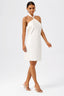 Halter Neck Open Back Satin Mini Dress White