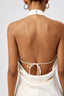 Halter Neck Open Back Satin Mini Dress White