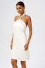 Halter Neck Open Back Satin Mini Dress White