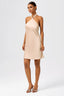 Halter Neck Open Back Satin Mini Dress Champagne
