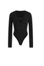U-Neck Cut-Out Long Sleeve Bodysuit in White