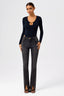 U-Neck Cut-Out Long Sleeve Bodysuit in White