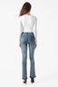 U-Neck Cut-Out Long Sleeve Bodysuit in White