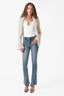 U-Neck Cut-Out Long Sleeve Bodysuit in White