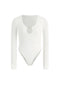 U-Neck Cut-Out Long Sleeve Bodysuit in White