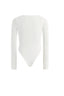 U-Neck Cut-Out Long Sleeve Bodysuit in White