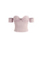 Diamond Embellished Off-Shoulder Knit Top in Taro Purple