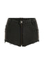 Pull-On Double Zip Ultra Short Denim Shorts in Slimming Black