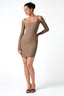 Knitted Ribbed Mini Dress with Shrug in Vintage Gold