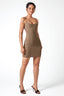 Knitted Ribbed Mini Dress with Shrug in Vintage Gold