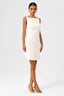 Sleeveless Boat Neck Office Sheath Dress
