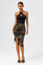 3D Rose Halter Cross-Over Sleeveless Top in Black