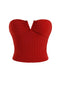 Fiery Sweetheart Sleeveless Tube Top with Gold Threads in Red