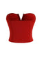 Fiery Sweetheart Sleeveless Tube Top with Gold Threads in Red