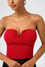 Fiery Sweetheart Sleeveless Tube Top with Gold Threads in Red