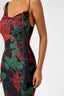 Asymmetrical Scoop Neck Rose Mesh Gown