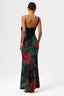 Asymmetrical Scoop Neck Rose Mesh Gown