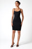 U-Neck Padded Strap Mini Dress in Black