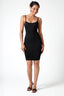U-Neck Padded Strap Mini Dress in Black