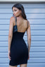 U-Neck Padded Strap Mini Dress in Black