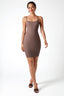 U-Neck Padded Strap Mini Dress in Black