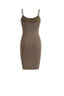 U-Neck Padded Strap Mini Dress in Black