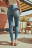 High-Waist Tapered Ankle Slit Jeans in Blue