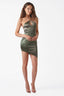 Halter Neck Mini Dress in Metallic Green
