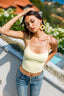 Deep U-Neck Padded Strapless Camisole in Lemon