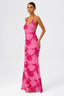 Sweetheart Spaghetti Strap Embroidered Mesh Maxi Dress