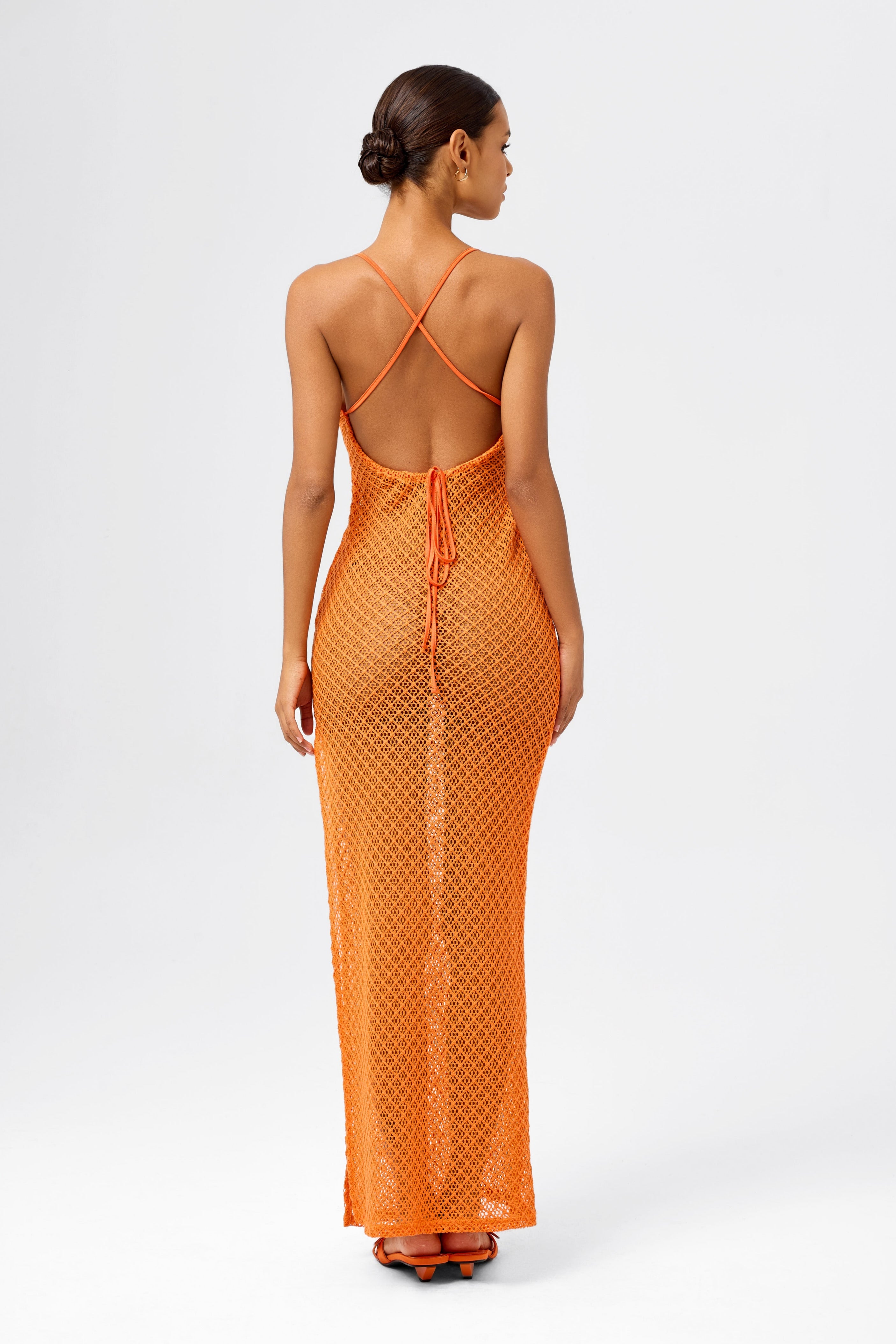 orange shadow leaf low back oversized maxi beach dress Jovani D5712 – Mia Bella The Label main image 0