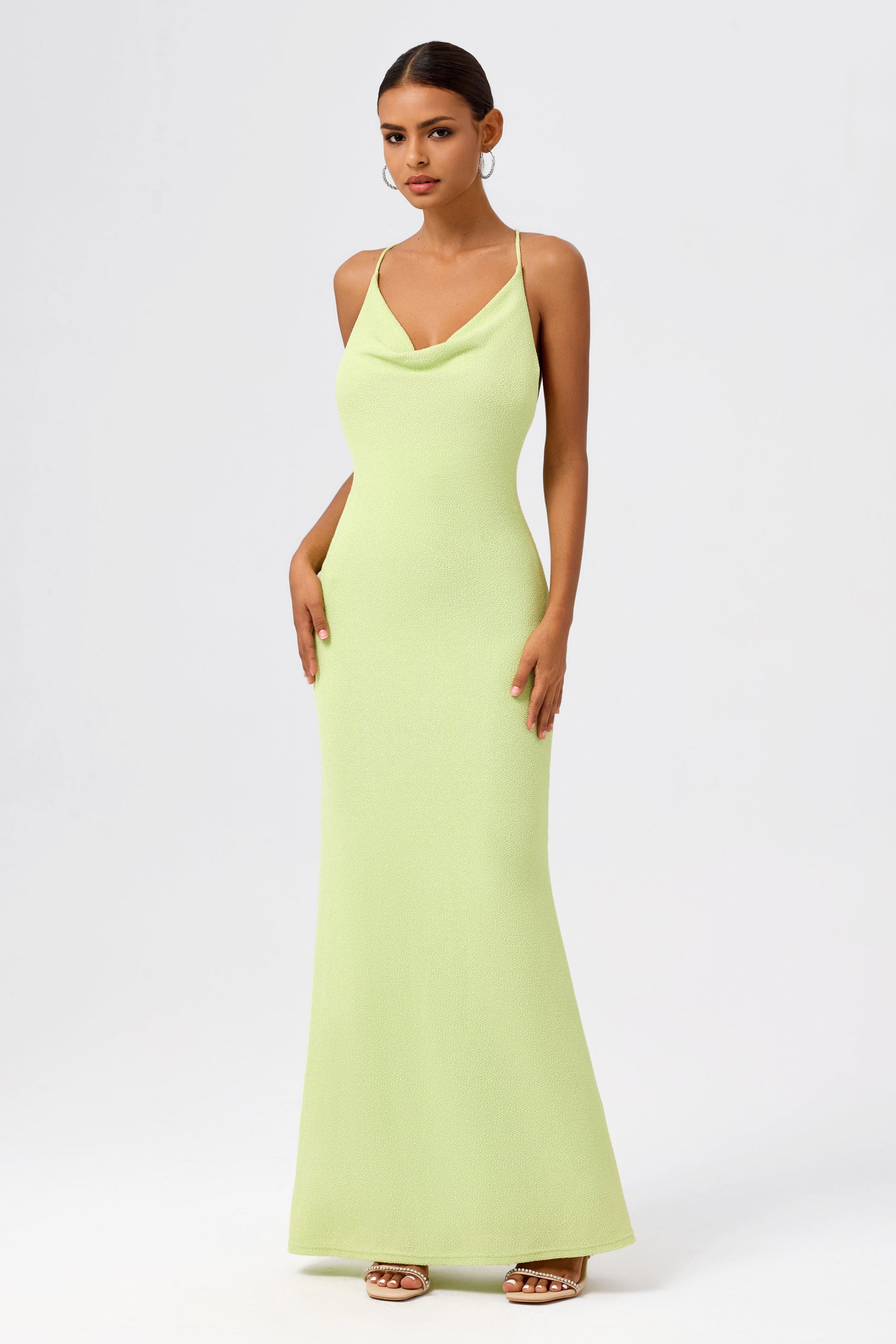 Cowl-Neck Open-Back Sleeveless Mermaid Maxi Dress – HOLO LOKA