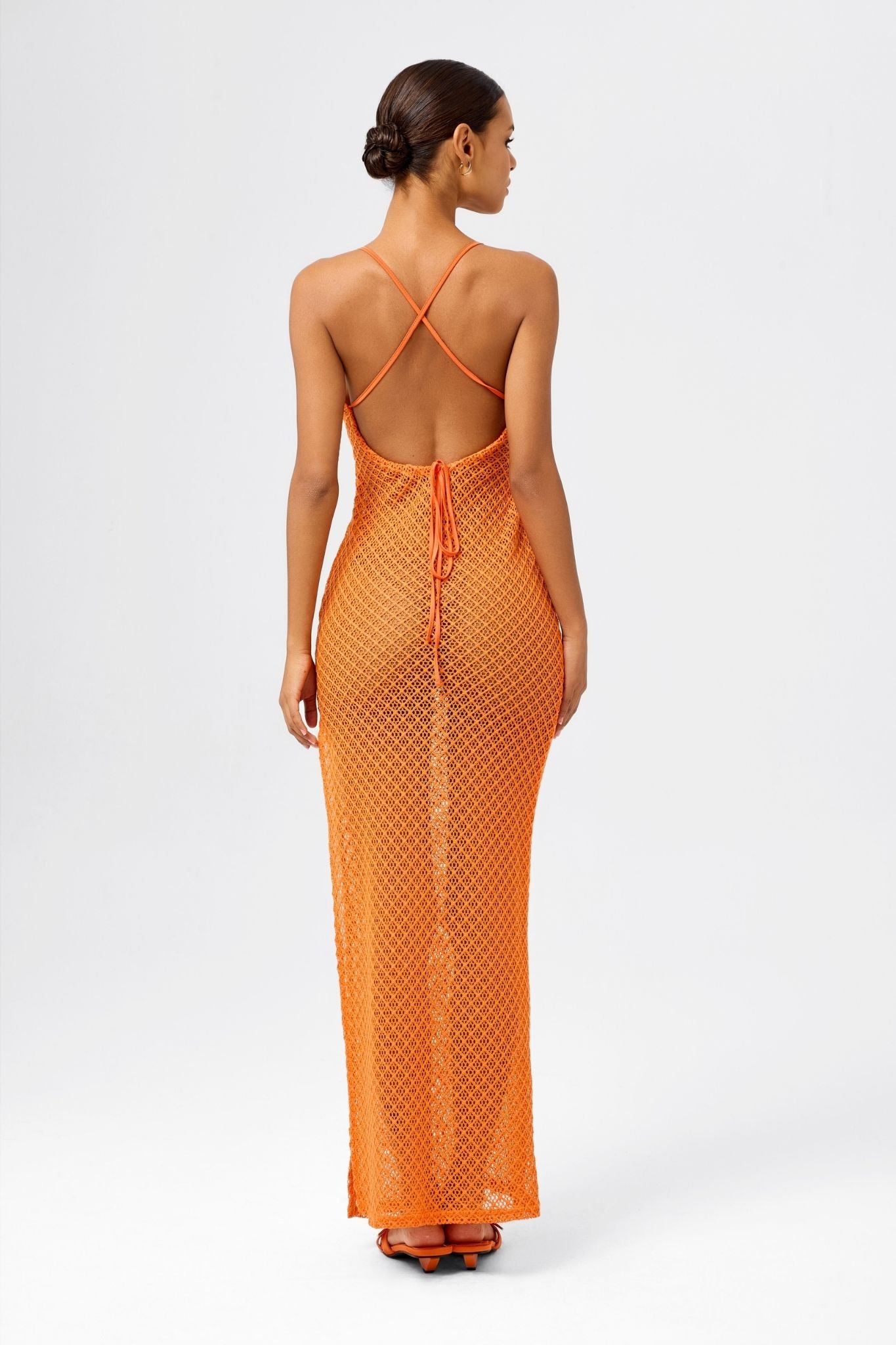 orange lace bodycon dress Soft Sweet Lace Maxi Dress Orange