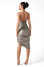 Sleeveless Ruched Wrap Dress with Slit in Silver