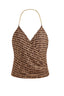 Houndstooth Wrap Camisole Top with Gold Chain