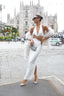 Deep V Halter Cut-Out Crystal Belt Maxi Dress in White