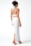 Deep V Halter Cut-Out Crystal Belt Maxi Dress in White