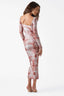 Marble Bodycon Long-Sleeved Off-Shoulder Maxi Dress