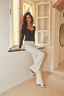 High-Waist Flared Stretch Jeans in White