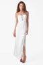 Bejeweled Sleeveless Maxi Dress with Slit in White